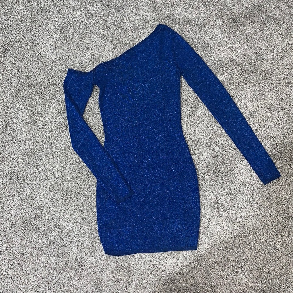 blue glitter bodycon dress